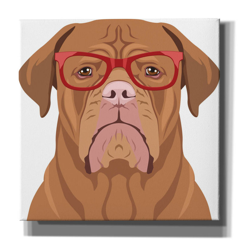 «Dogue De Bordeaux Porter Hipster Glasses» par Furbaby Affiliates, art mural sur toile, H 37 po x l 37 po x P 1,5 po