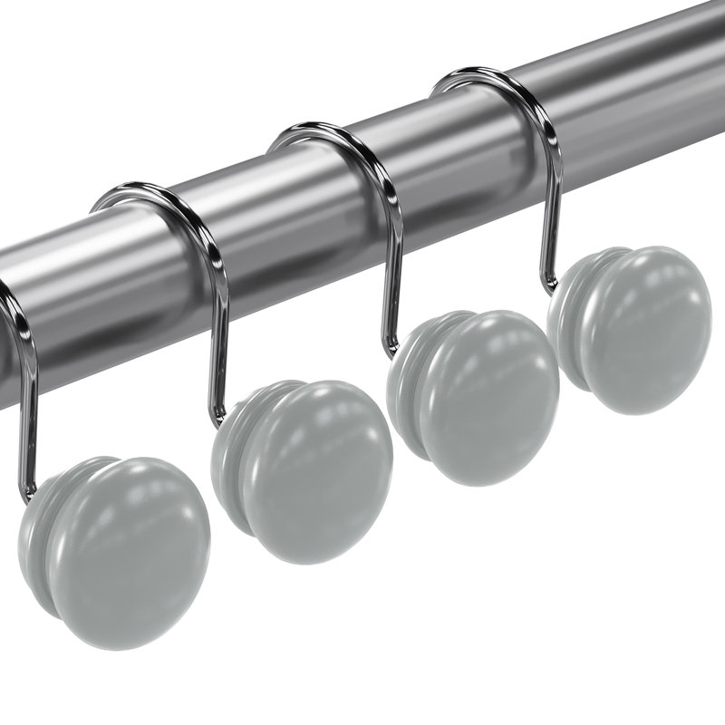 Gray Resin Decorative Shower Curtain Hooks Set of 12