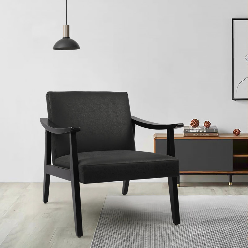 Karthika Faux Leather Armchair, Black