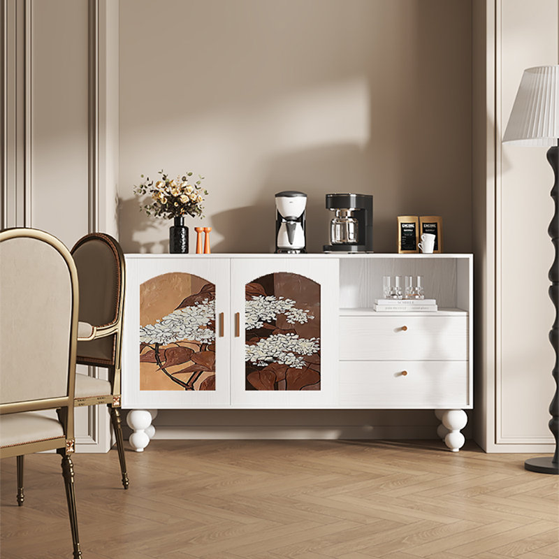 Buffet grande capacité 59,1 po, Blanc / Brun