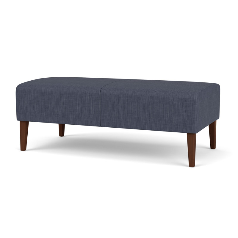 Luxe Lounge Reception 2 Seat Bench, Plot Line Navy, Walnut Wood