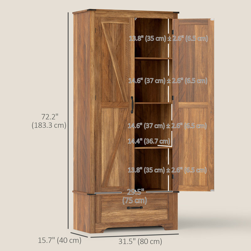 Armoire de cuisine Farmhouse, brun, bois