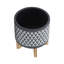 Pot à fleurs aztèque en céramique sur support en bois de 8 po, gris-1181192055