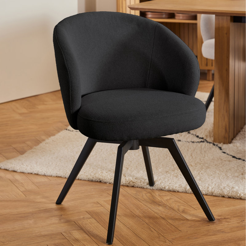Darlene Dining Chair with Armrest and Swivel Function, Black