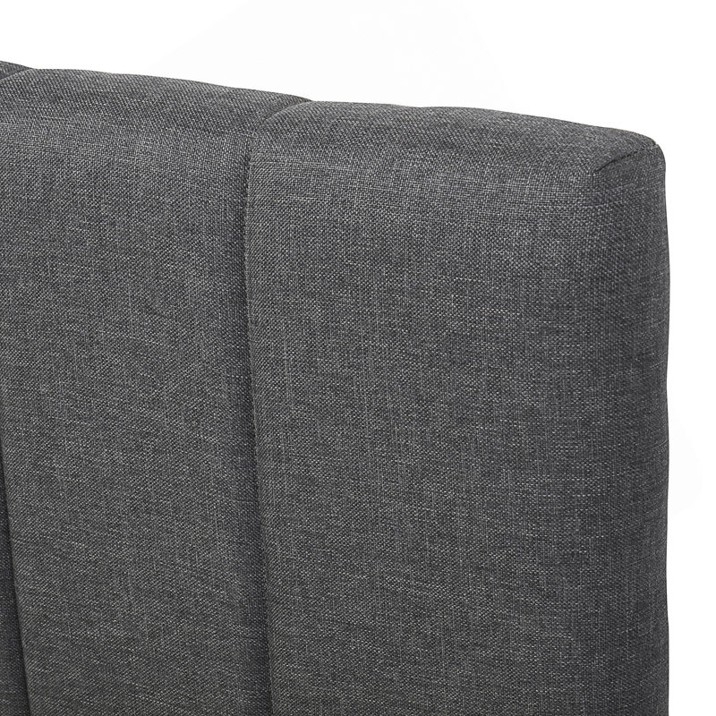 Lit plateforme double tapissier avec lit gigogne simple et 3 tiroirs, tissu en lin