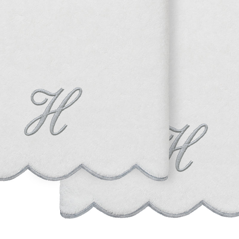  Ensemble de serviettes de bain personnalisables 100% coton turque ADORNIA 2PC, H, Blanc / Gris