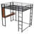 Full Size Metal Loft Bed With 2 Shelves And Desk, Black - Secure, Space Saving Solution Desk Size, , Optimizing-1639050131