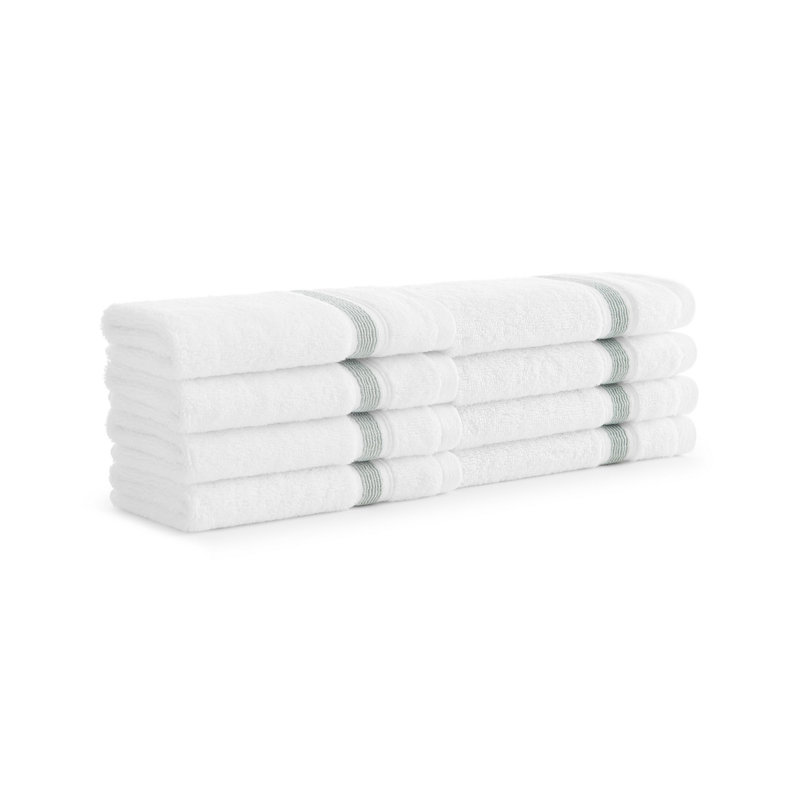 Davor Extra Soft & Plush 600 GSM Aegean Cotton Striped Turkish Washcloths (Pack of 8), Dark Sage
