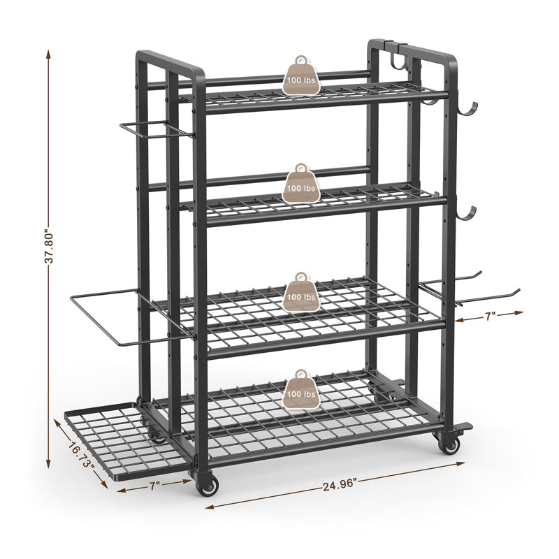 Support à 4 niveaux pour haltères, support de poids réglable pour haltères, tapis de yoga Kettlebells, support de rangement pour gymnase à domicile avec roues et crochets, noir