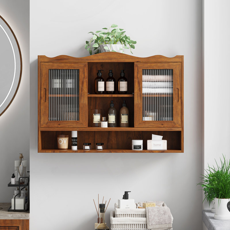 Retro 2 Door Sliding Cabinet with Three Layers of Storage, Perfect for Bathrooms, Kitchens, and Dining Rooms