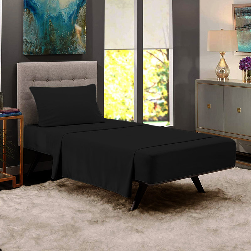 Black Twin Microfiber Soft Cooling Bed Sheet Set