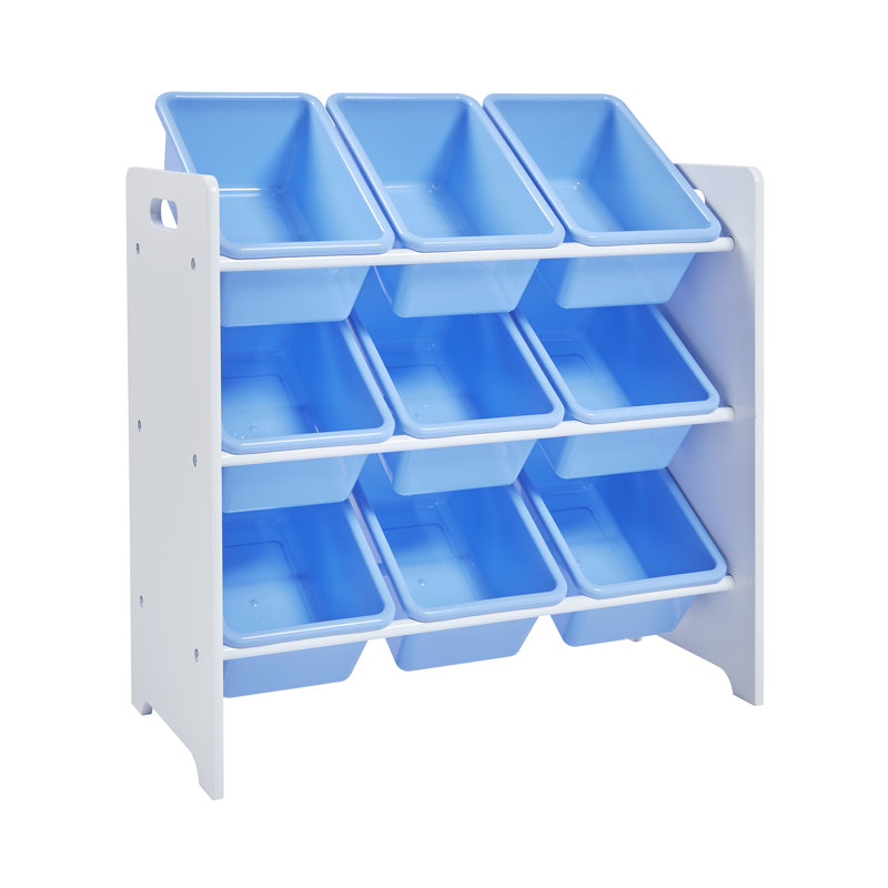 Kids 9 Bin Storage Unit – White & Pink, White/Blue