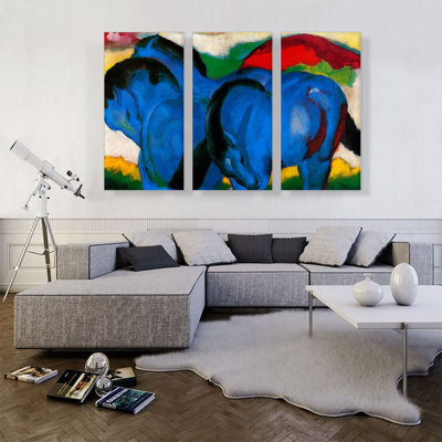 " The Large Blue Horses 1911 " by Franz Marc 3 - Pieces Painting Print