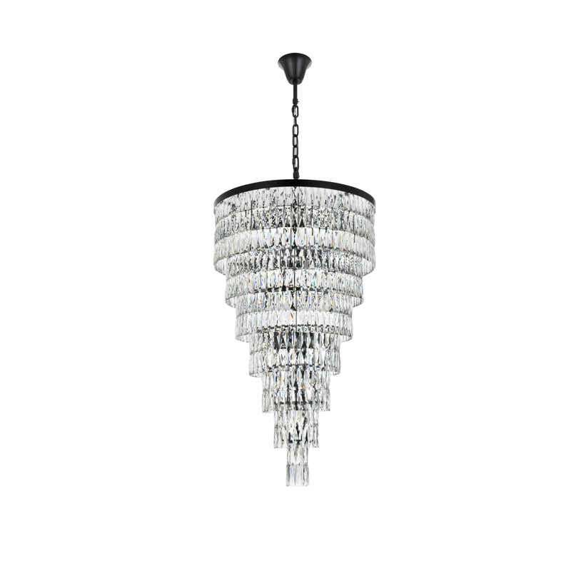 Iva 32 inch Rectangular Chandelier , Black