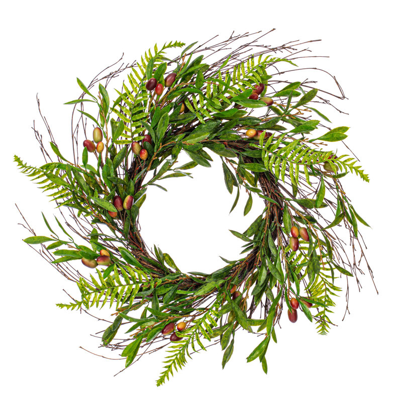 Faux Olive Plastic 22'' Wreath
