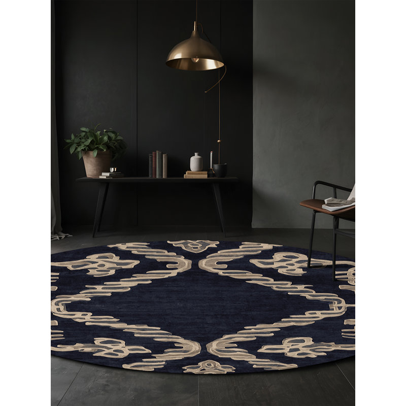 Tapis gris lavable à la machine, Rond 5 pi