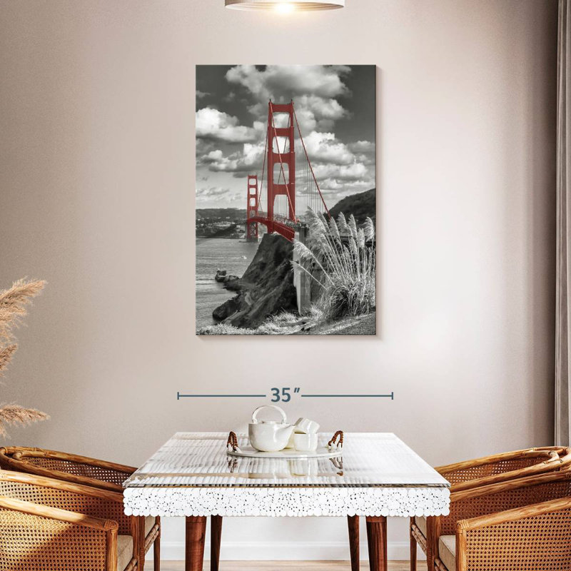 Lilie Red San Francisco Bridge, H 45 po x l 30 po