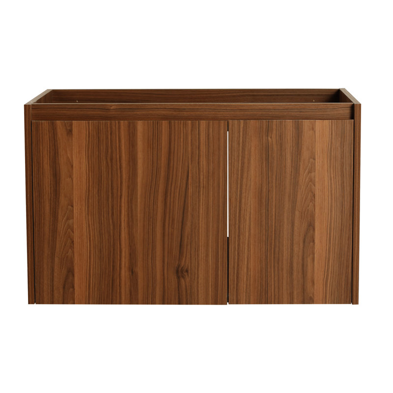 Meuble-lavabo de salle de bain 30 po - style moderne, fonction de fermeture en douceur, fabrication en contreplaqué, couleur noyer, fixation flottante, pour meuble-lavabo compact avec flair, couleur, montage, espaces de salle de bain