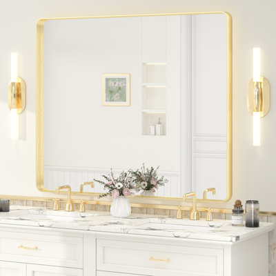 Miroir de salle de bain mural en verre trempé et métal Molly