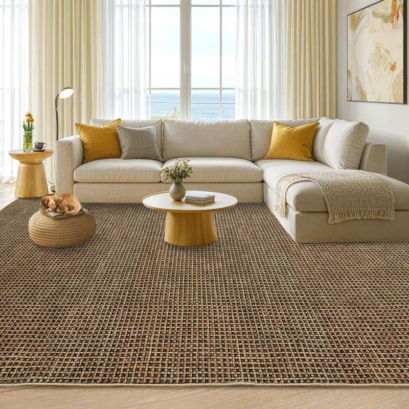 Tapis lavable à la machine pour le salon Modren Tapis d'intérieur à carreaux pour la décoration intérieure