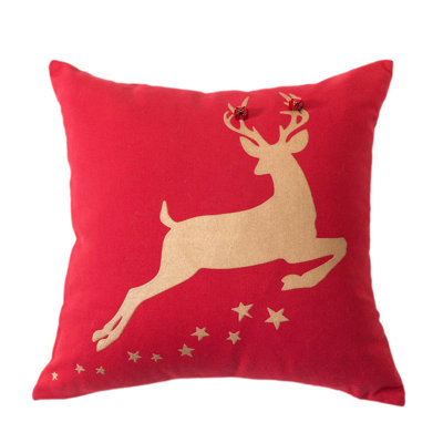  Merry Christmas Series Reindeer Snowflake Embroidery Square Linen Pillow Cover & Insert