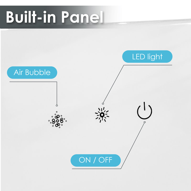 Lilac 67" x 32" Freestanding Acrylic Air Soaking Bathtub in Glossy White with Drain and Overflow