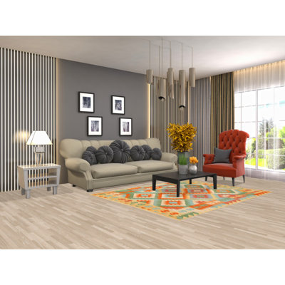 Reversible Wool Kilim Area Rug 5x7
