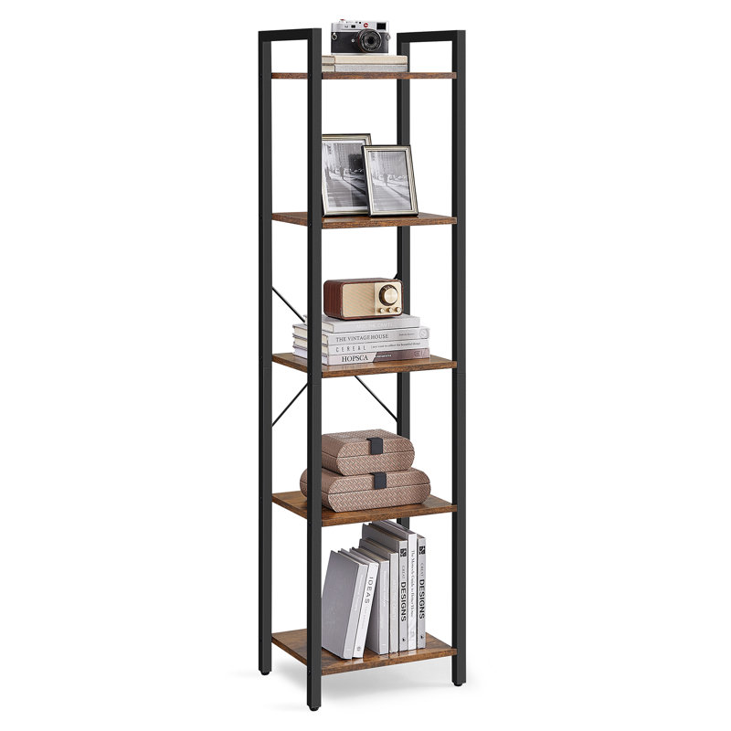 Makena 153cm H x 40cm W Steel Standard Bookcase, Rustic Brown