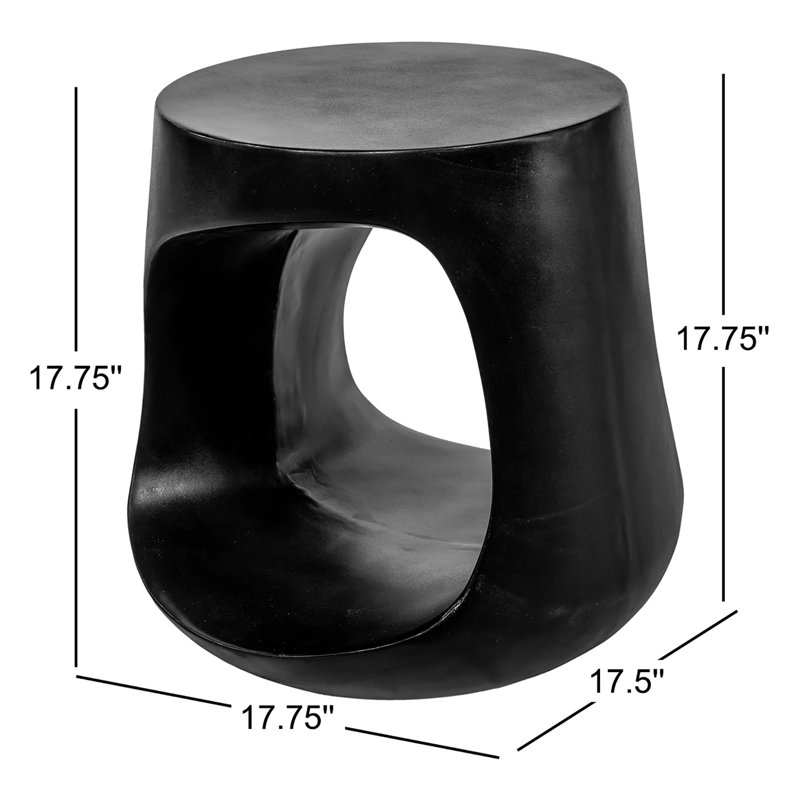 Trae Concrete Outdoor Bar Stool, Black