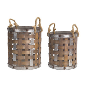 Pail Rope Handle Metal Basket Set