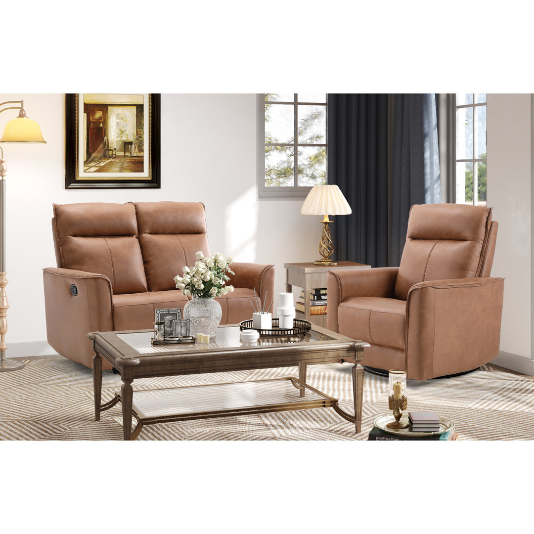 Katie 2-Piece Modern Comfortable Upholstered Standard Reclining Loveseat Living Room Set Ebern Designs