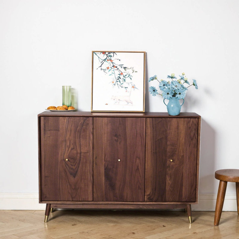 Modern Three-Door Shoe Storage Cabinet, 39.37" H x 51.18" W x 14.17" D, Walnut