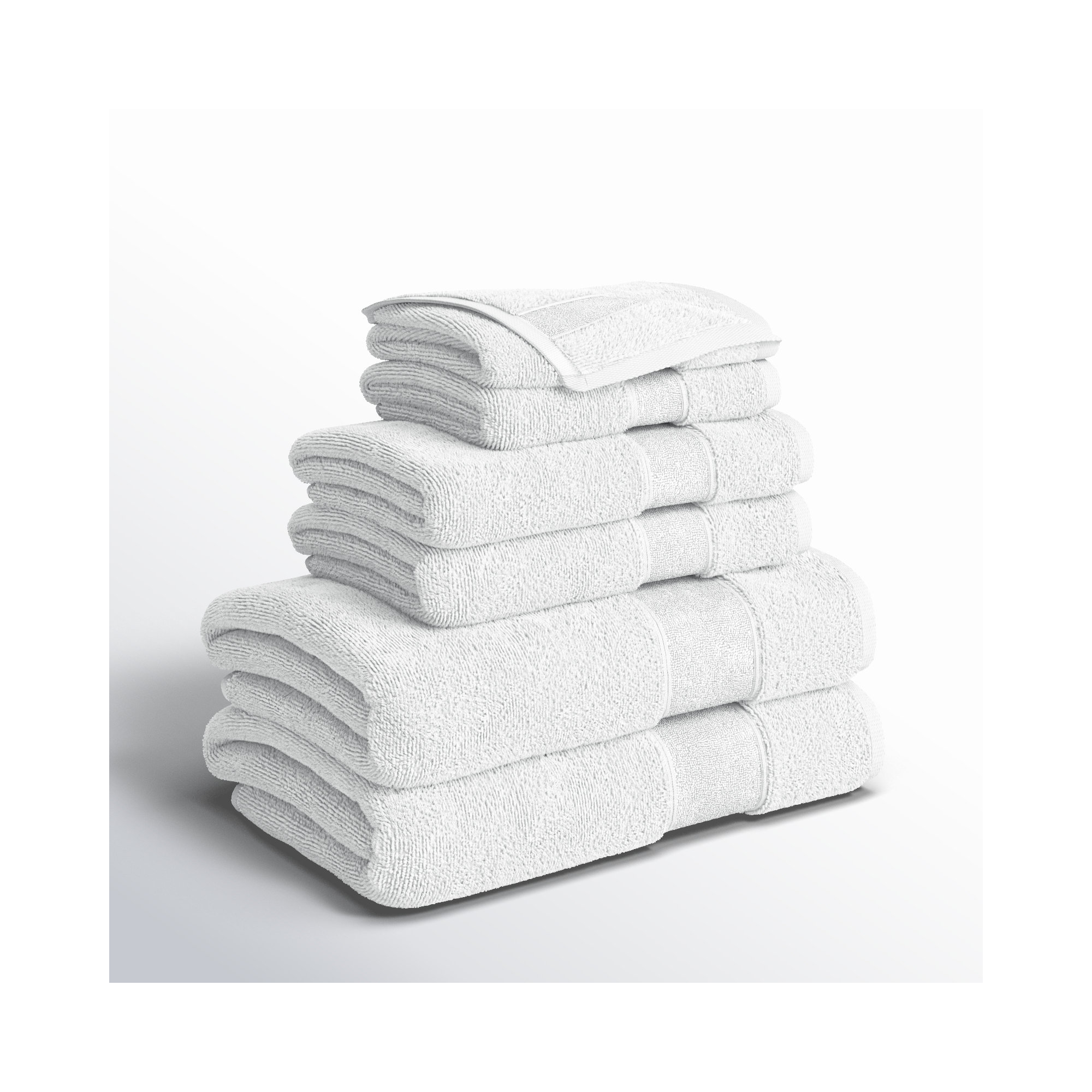 Bidle 6 Piece Turkish Cotton Towel Set, White