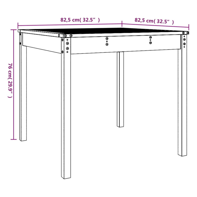 Lashelle Square Pine Outdoor Dining Table , 82.5cm cm W 82.5cm cm D, White