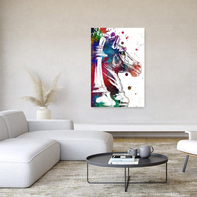 Pièces d'échecs colorées, art moderne abstrait cheval coloré