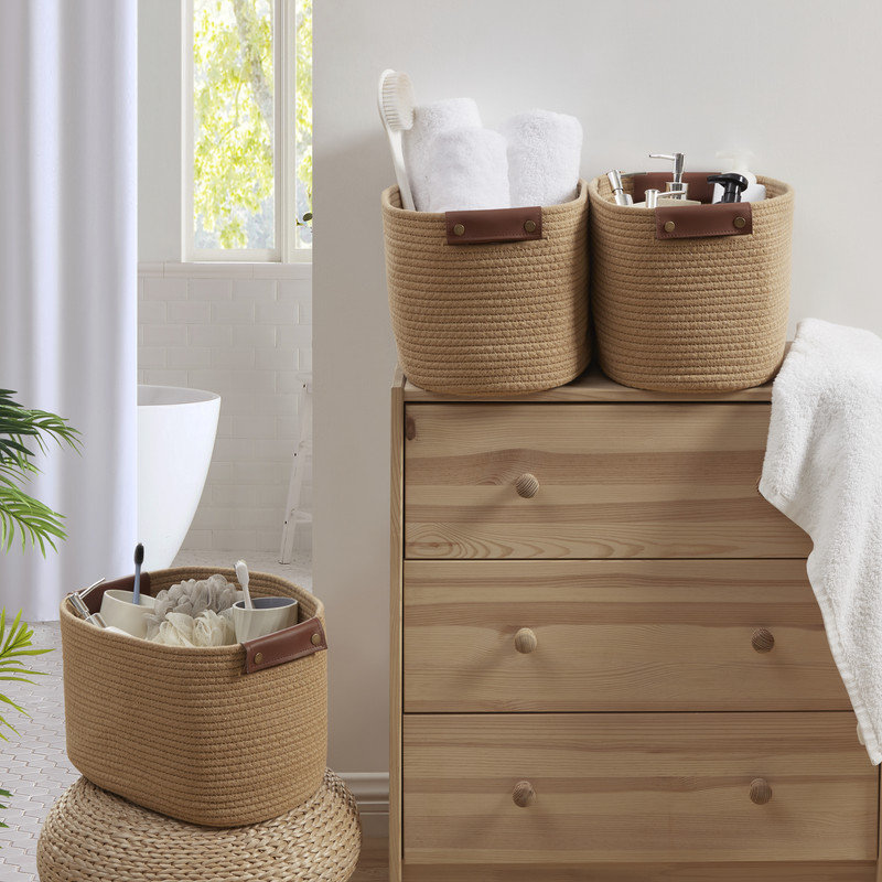 Ensemble de paniers en tissu, Brun