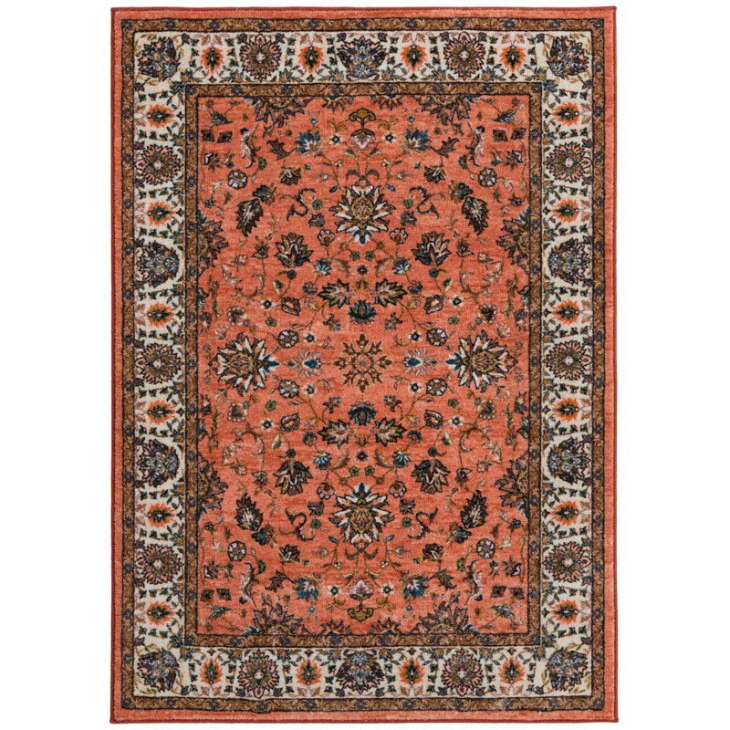 Tapis traditionnel Artez couleur saumon, Rectangle 4 pi 4 po x 6 pi