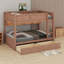 Lit superposé en bois double TG avec échelle, tablettes et tiroirs de rangement, lit superposé multifonctionnel au sol-749735751