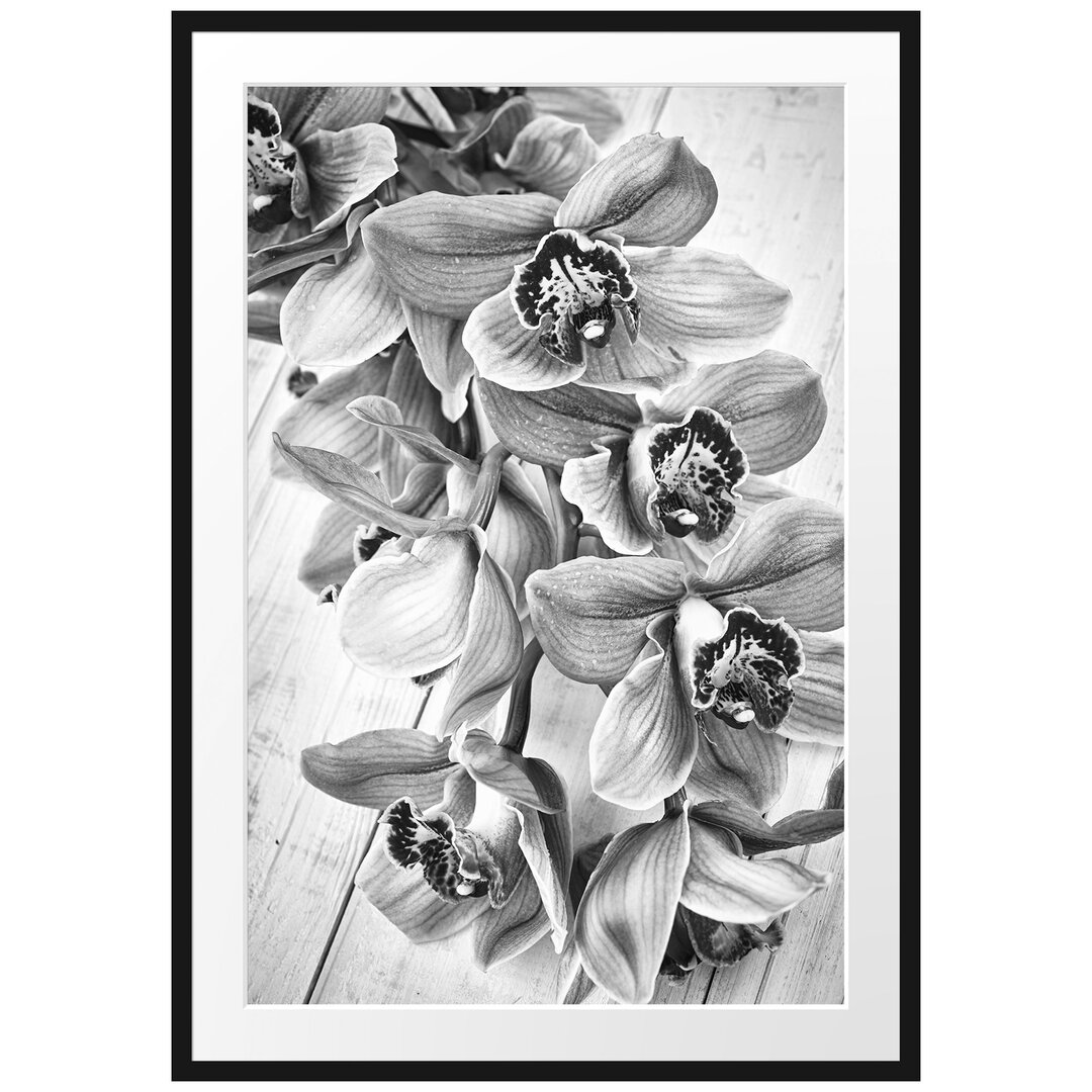 Gerahmtes Poster Rosane Orchideenblüten