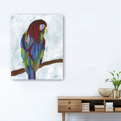 Small Bright And Tropical Parrot Canvas Wall Art