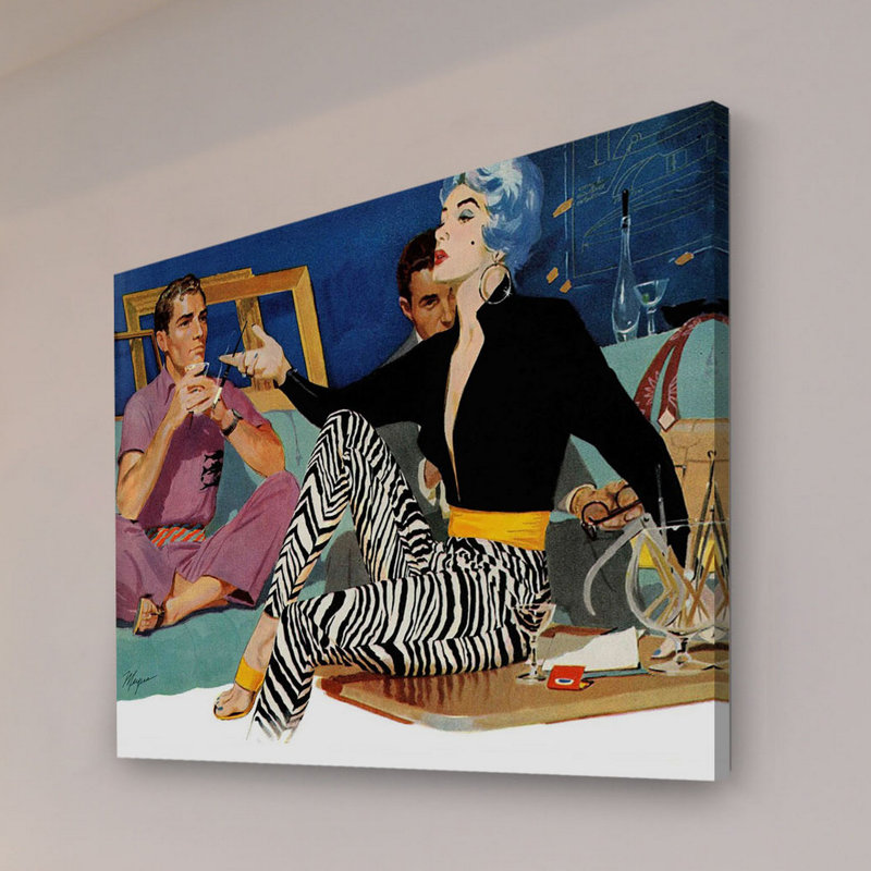 Reproduction d'époque rétro sur mesure sur toile tendue, H 40 po x l 48 po x P 1,5 po