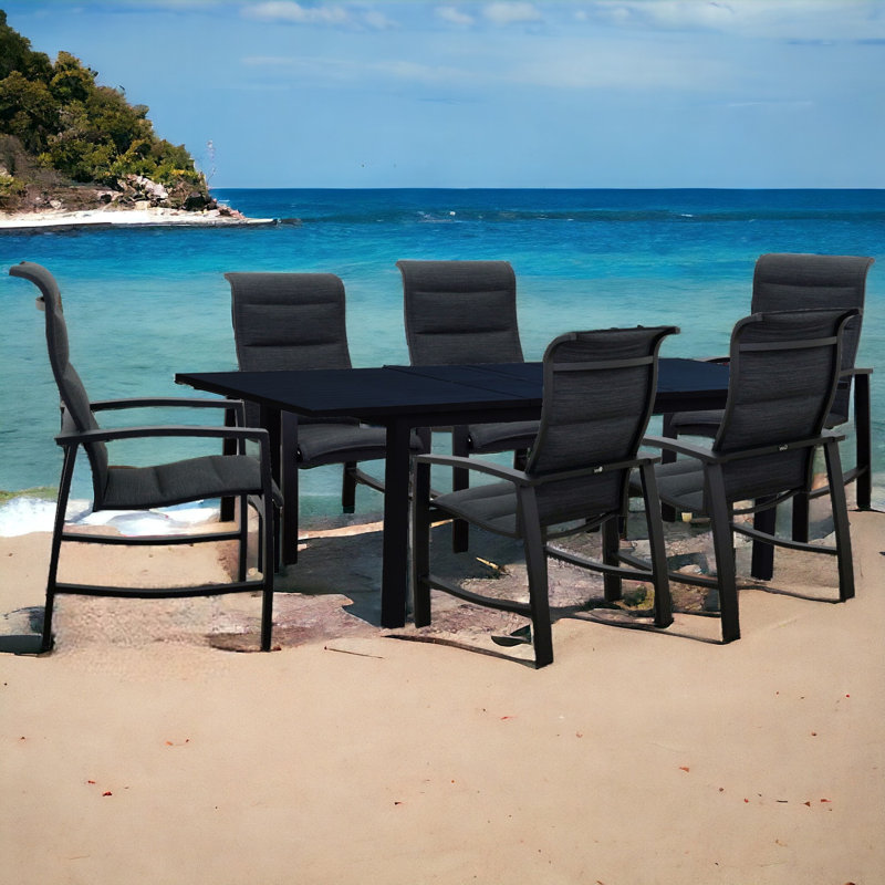 Parsonville 6 - Person Patio Dining Set Extendable Rectangular Table