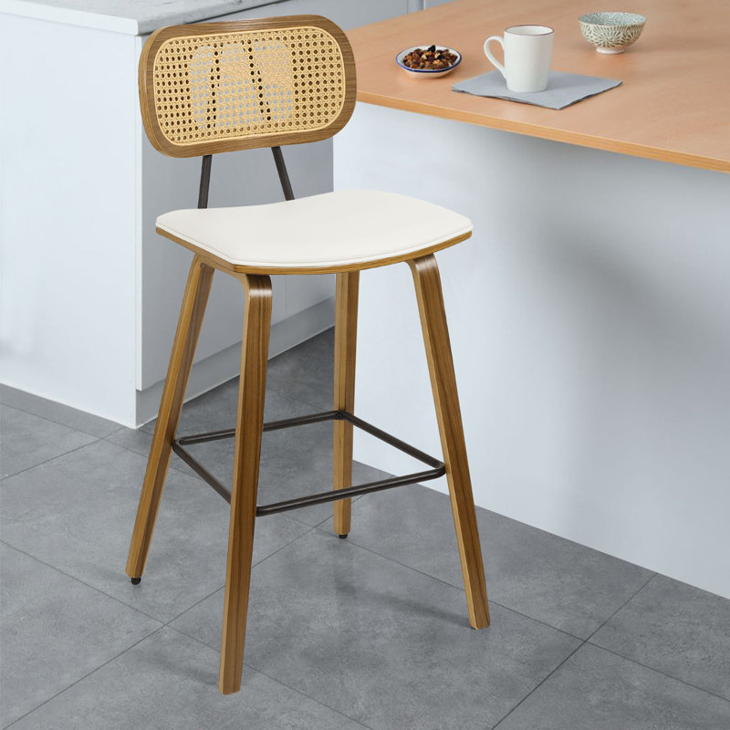 Tabouret de bar 26 po, Simili cuir blanc, 1, Tabouret de comptoir (siège d'une hauteur de 26 p