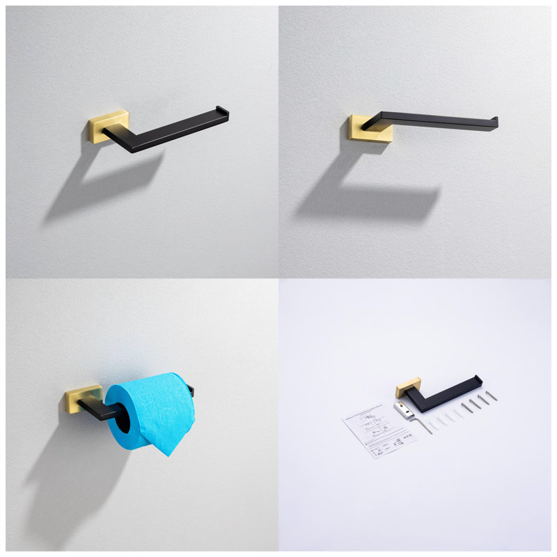 5-Piece Set Bathroom Hardware Sets, Matte Black/Gold