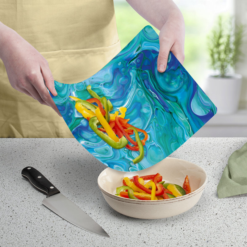 Chop Chop Blue Fluidity 1 Pack Designer Flexible Cutting Mat 15 Inch By 11.5 Inch