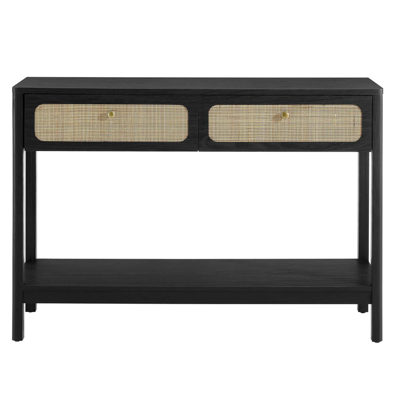 Modway Chaucer Wood Entryway Console Table In Oak, Black/Gold/Gray