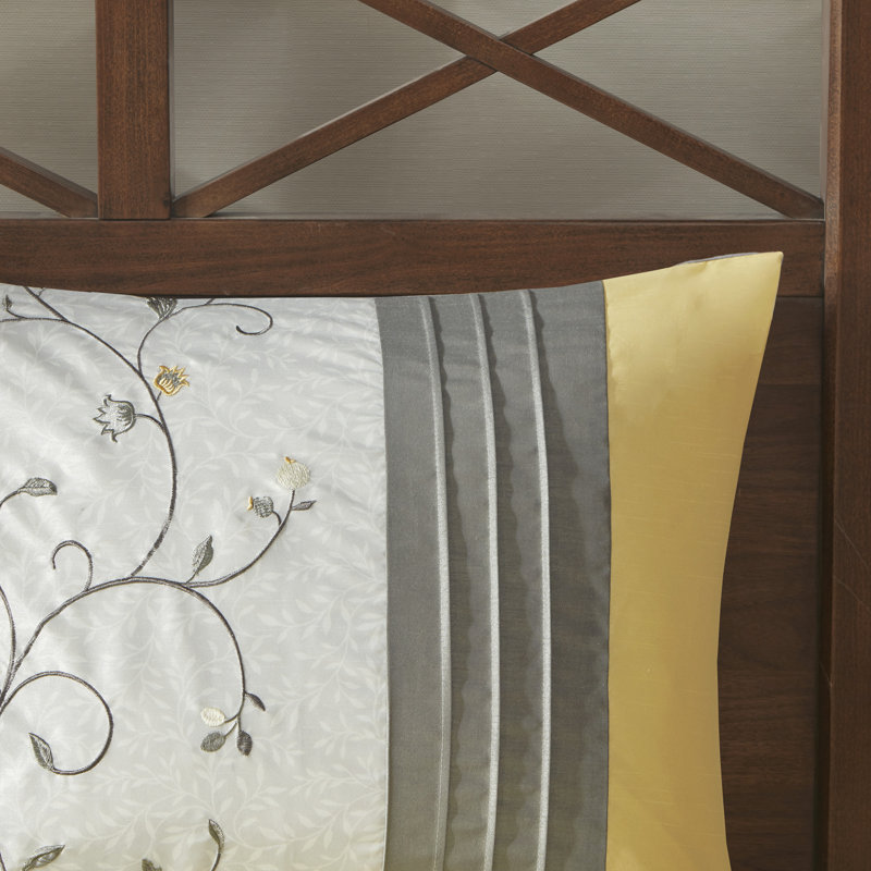 King Gray and Yellow Reversible 7-Piece Bedspread Set
