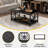Faux Marble Top Rectangular Coffee Table With Black Metal Frame, 2 Tier Coffee Table With Storage Shelf, Rectangular Center Table For Living Room Modern Style For Living Room, Office, Balcony-922889885
