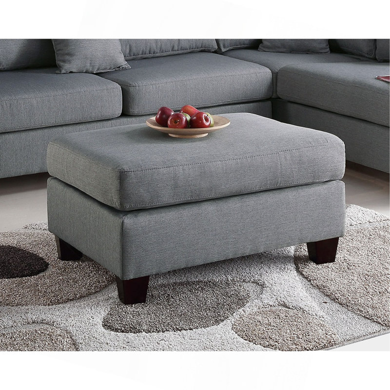 Canapé modulaire réversible gris 3 pièces pour canapé de salon et repose-pieds en tissu de polyfibre