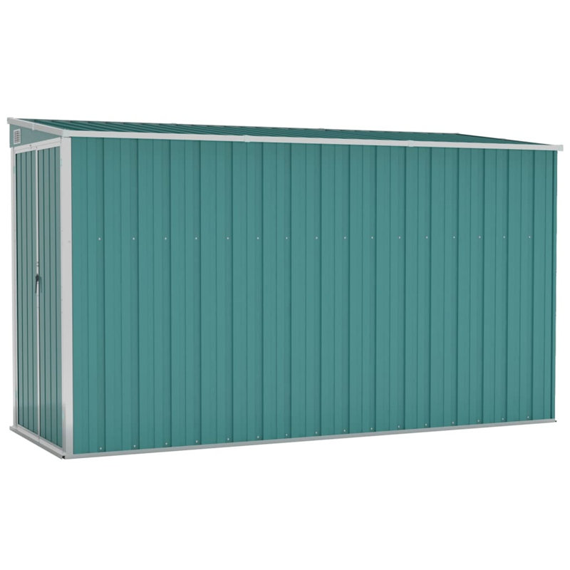 Wall-mounted Garden Shed Outdoor Tool Storage Shed Galvanised Steel, Green, 260cm H x 100cm W x 114.5cm x D